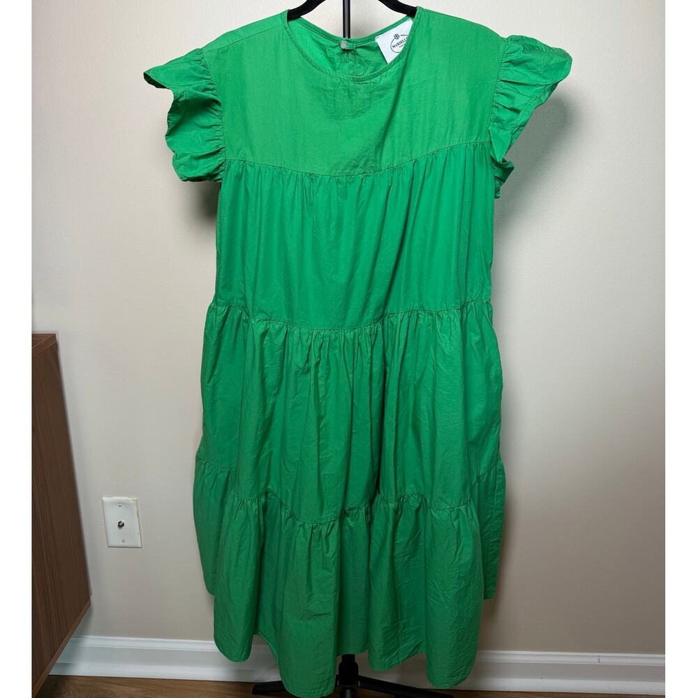 Marielle Almelo Sleeveless Green Dress Egyptian Cotton